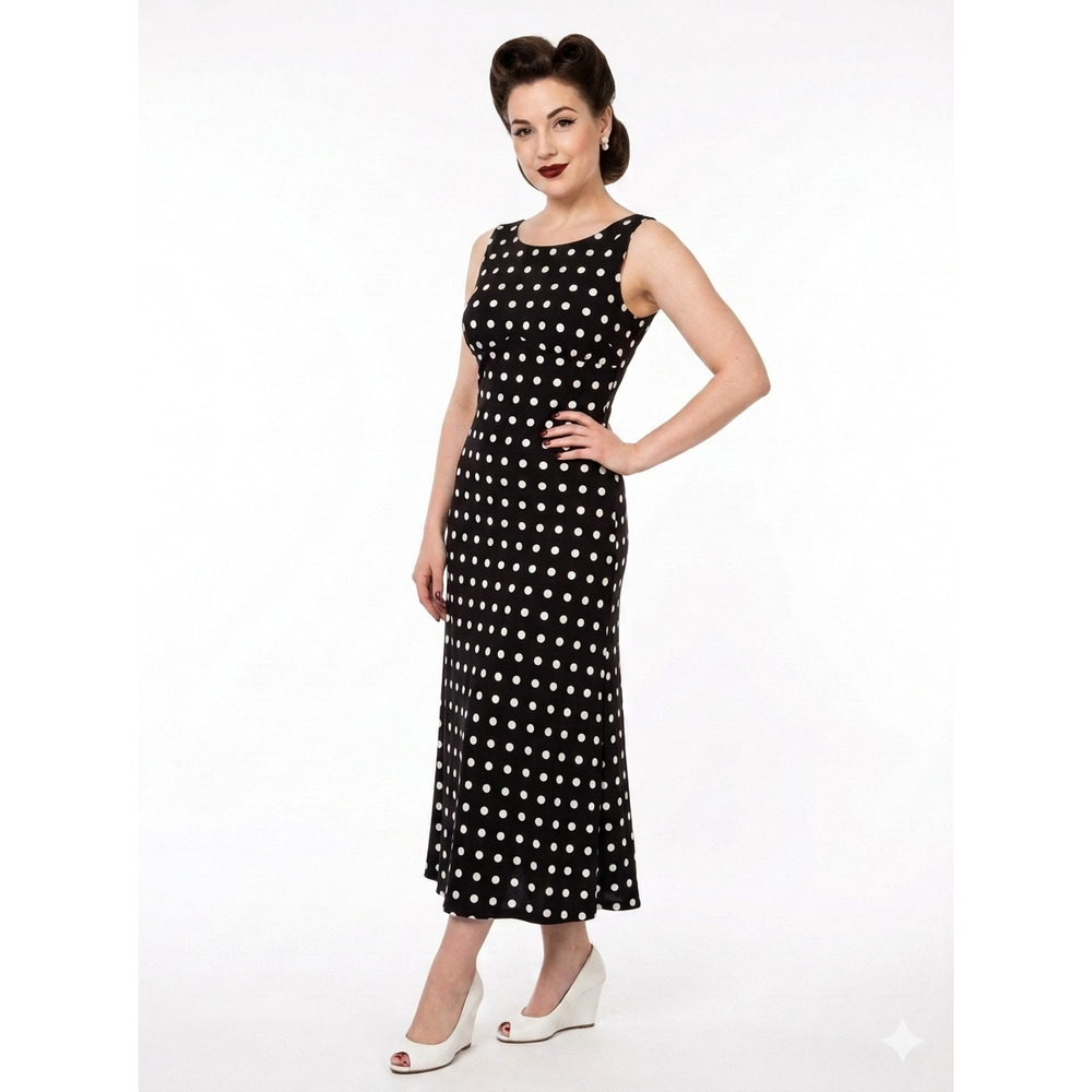 Harlow womens black and white 50s retro polka-dot sleeveless midi dress size 9
